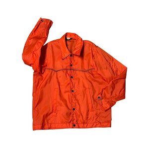 70s 80's Weathercaster Orange Nylon WindBreaker Jacket Large USA Vtg Streetwear